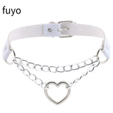 2021 Gothic Leather Choker Female Collar Women Punk Chain Cross Necklace