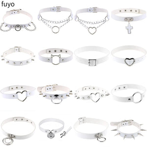2021 Gothic Leather Choker Female Collar Women Punk Chain Cross Necklace