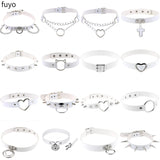 2021 Gothic Leather Choker Female Collar Women Punk Chain Cross Necklace