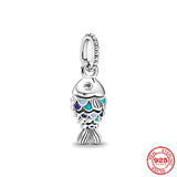 925 Silver Starfish Whale Love Heart Charm Beads for DIY Bracelet