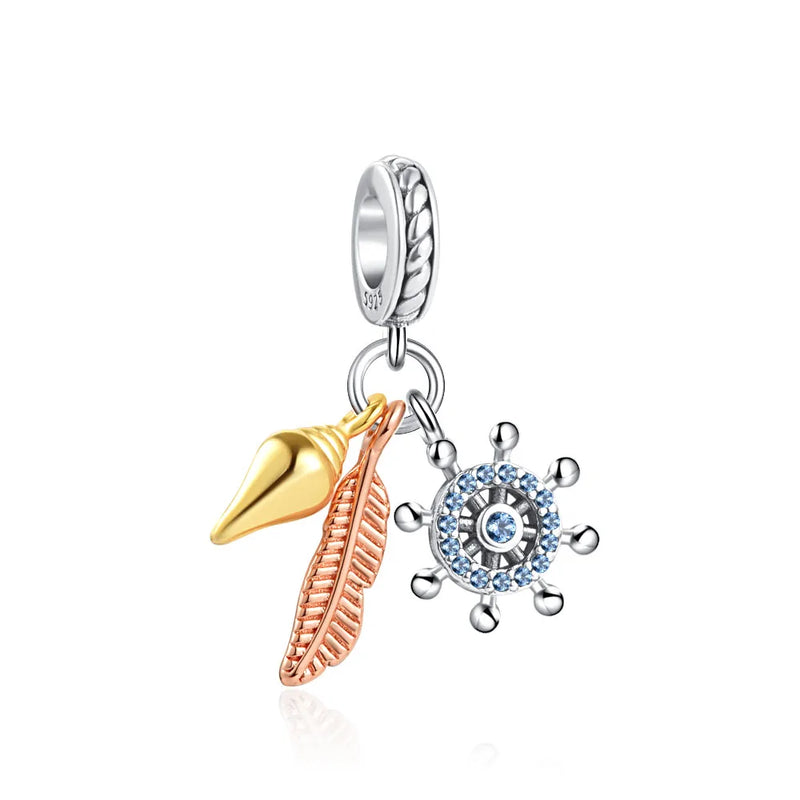 925 Silver Starfish Whale Love Heart Charm Beads for DIY Bracelet