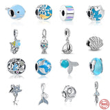 925 Silver Starfish Whale Love Heart Charm Beads for DIY Bracelet