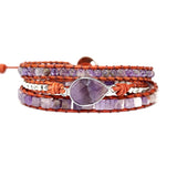Retro Natural Amethyst Beads Bracelet Handmade Bohemian Bracelet for Women