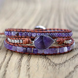 Retro Natural Amethyst Beads Bracelet Handmade Bohemian Bracelet for Women