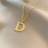 Titanium Steel D Letter Pendant Necklace for Women - Jewelry Gift