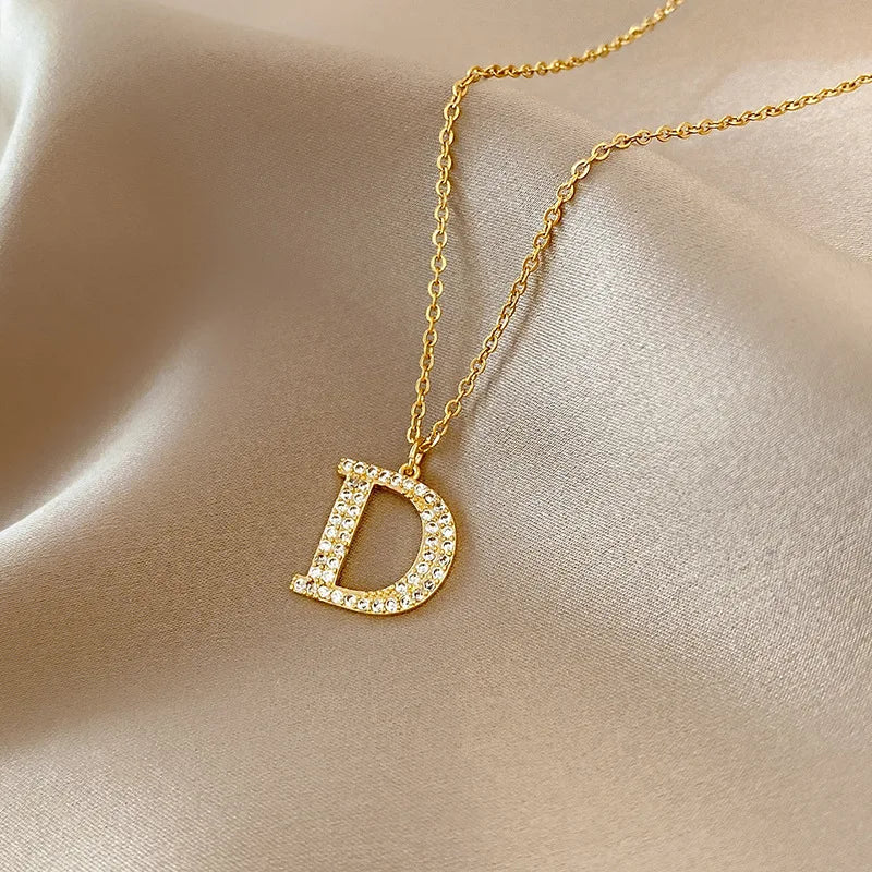 Titanium Steel D Letter Pendant Necklace for Women - Jewelry Gift
