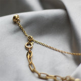 Titanium Steel Plating 18K Chain Zircon Pearl Bracelet for Women