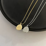 925 Sterling Silver Necklace English Alphabet Round Card Pendant Choker Jewelry