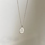 925 Sterling Silver Necklace English Alphabet Round Card Pendant Choker Jewelry