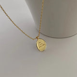 925 Sterling Silver Necklace English Alphabet Round Card Pendant Choker Jewelry