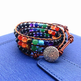 Vintage Leather Bracelets Matte Stone 3 Strands Wrap Bracelets