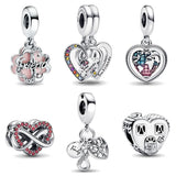 925 Sterling Silver Charm Beads Happy Family for Bracelets Women's Birthday