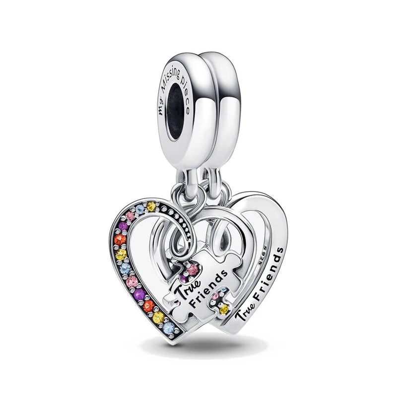 925 Sterling Silver Charm Beads Happy Family for Bracelets Women's Birthday