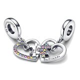 925 Sterling Silver Charm Beads Happy Family for Bracelets Women's Birthday