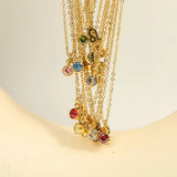 Zodiac Sign Birthstones Pendant Necklaces For Women Plated Stainless Steel