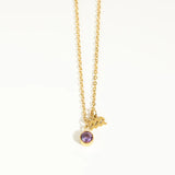 Zodiac Sign Birthstones Pendant Necklaces For Women Plated Stainless Steel