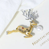14k Plated Natural Pearl Butterfly Deer Brooch Women Costume Jewelry