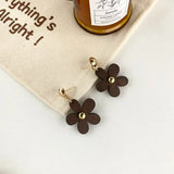 Leopard Print Hair Ball Stud Earrings Sweet Retro Style Caramel Earrings Sale