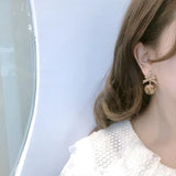 Leopard Print Hair Ball Stud Earrings Sweet Retro Style Caramel Earrings Sale