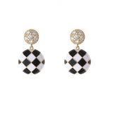 Checkerboard Zircon Inlaid Earrings - S925 Silver