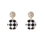 Checkerboard Zircon Inlaid Earrings - S925 Silver