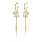 Fish Pattern Shell Earrings, 925 Silver, Niche Design