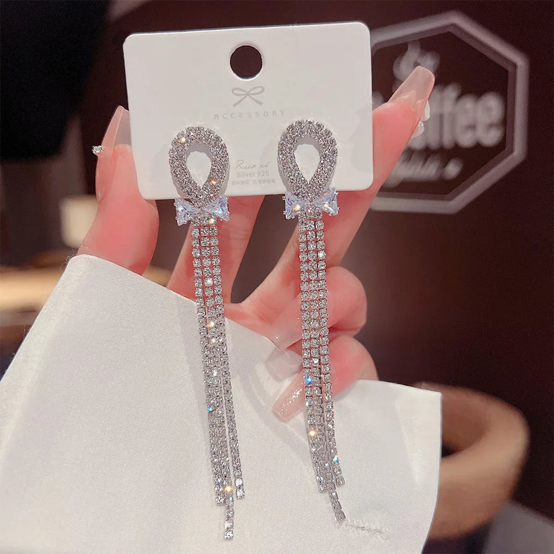 High-end Bow Tassel Earrings