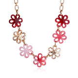 Chunky Acrylic Flower Beads Necklace with Plated Chain