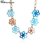 Chunky Acrylic Flower Beads Necklace with Plated Chain