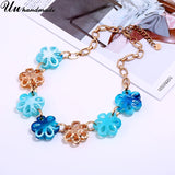 Chunky Acrylic Flower Beads Necklace with Plated Chain