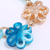 Chunky Acrylic Flower Beads Necklace with Plated Chain
