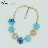Chunky Acrylic Flower Beads Necklace with Plated Chain