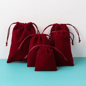 5Pcs Soft Velvet Pouch Drawstring Bags Jewelry Organizer