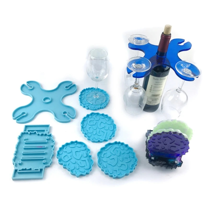6 Pcs Wine Rack Epoxy Resin Mold Cup Holder Coaster Silicone Mould DIY Crafts