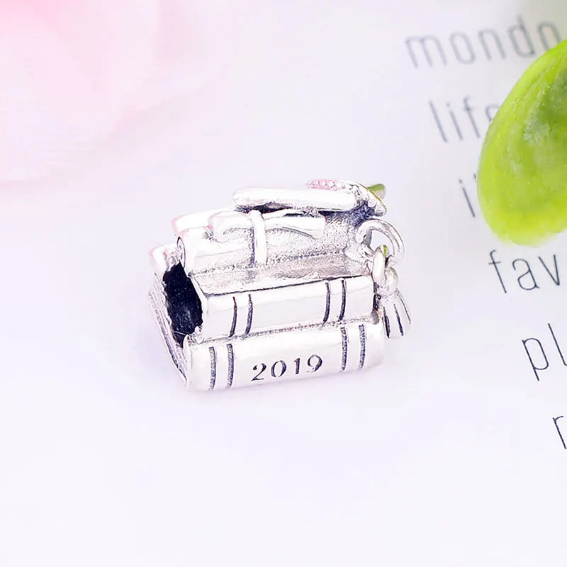 925 Silver Graduation Mortarboard Hat Bead for Bracelet