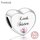 925 Silver Family Love Heart Bead Charm