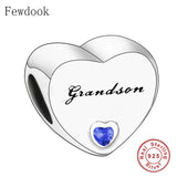 925 Silver Family Love Heart Bead Charm