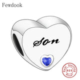 925 Silver Family Love Heart Bead Charm