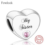 925 Silver Family Love Heart Bead Charm
