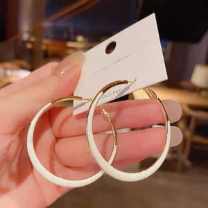 925 Silver Needle Tide Drop Glaze Earrings French Temperament Circle Earrings
