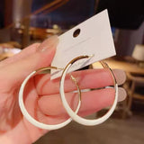 925 Silver Needle Tide Drop Glaze Earrings French Temperament Circle Earrings