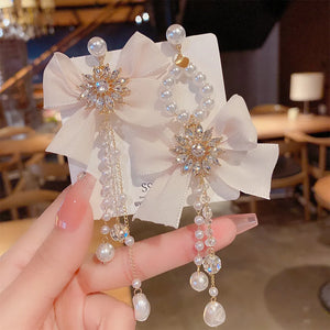 925 Silver Needle Flash Rhinestone Tassel Earrings Personality Earrings