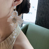 925 Silver Needle Flash Rhinestone Tassel Earrings Personality Earrings