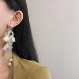 925 Silver Needle Flash Rhinestone Tassel Earrings Personality Earrings