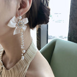 925 Silver Needle Flash Rhinestone Tassel Earrings Personality Earrings