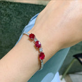 925 Silver Aquamarine Stone Bracelet Women Fine Jewelry