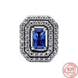 925 Silver Rectangle Charm for Bracelets, Gemstone Bead Pendant