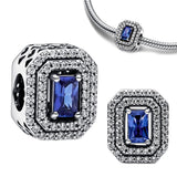 925 Silver Rectangle Charm for Bracelets, Gemstone Bead Pendant