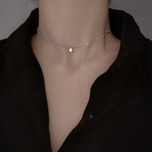925 Silver Choker Necklace Round Clavicle Chain
