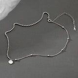 925 Silver Choker Necklace Round Clavicle Chain